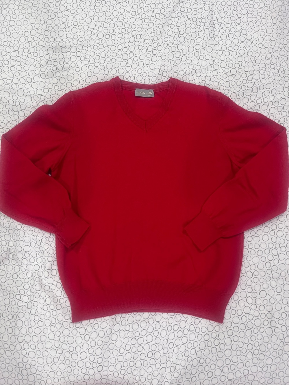 Vintage Red V-Neck Sweater - Pure Wool - Woolmark